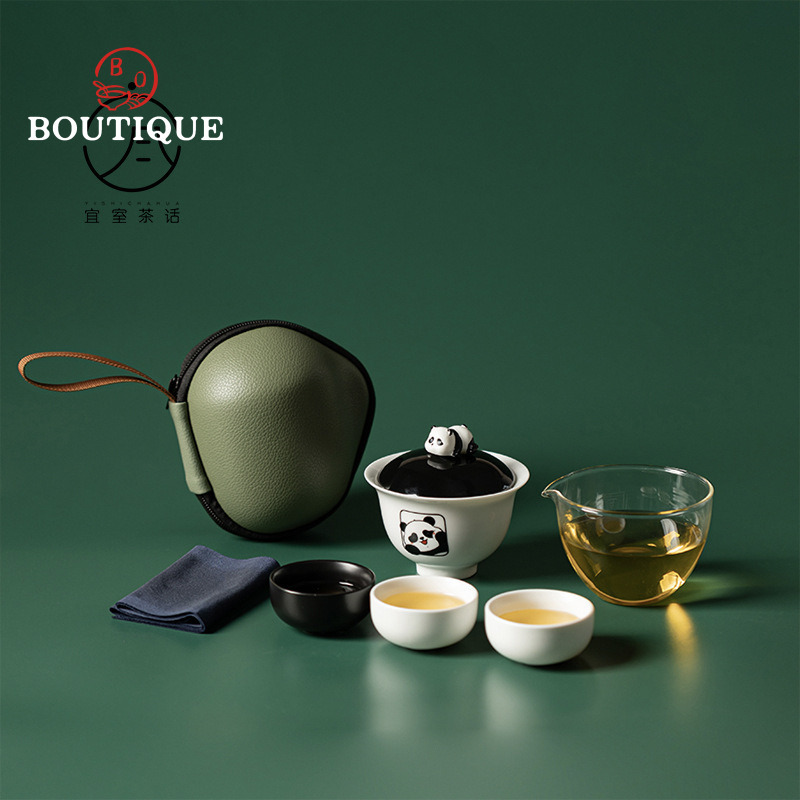 Korean Tea Set - Yishi Konuşma Panda Seyahat Seti Karikatür